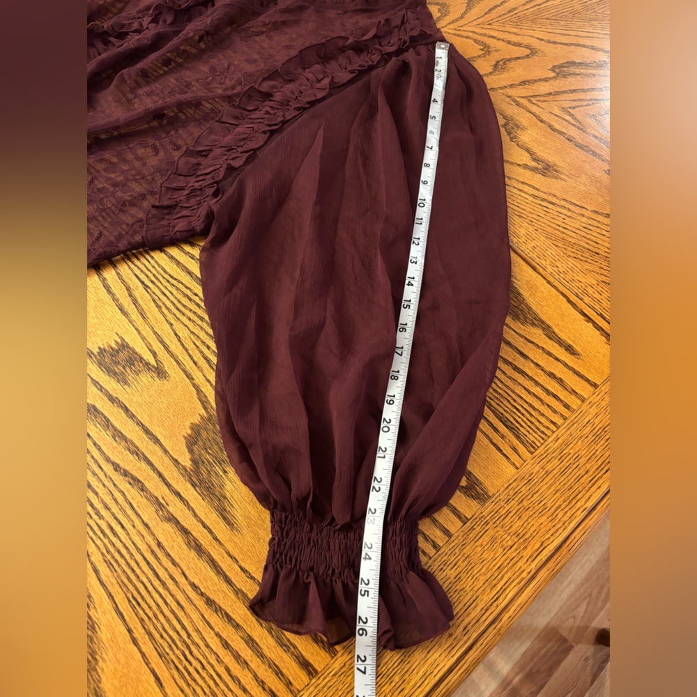 Cato - Maroon Sheer Ruffle Top - Picture 7 of 10